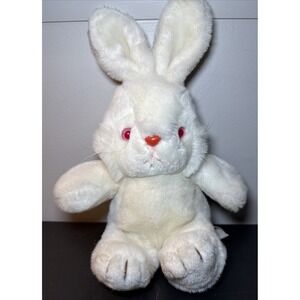 Vintage White Albino Bunny Rabbit 12" Plush Red Eyes & Nose Yang Jee Korea